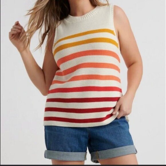 Lucky Brand | Colorful Ombre Striped Sweater Shell Tank Knit Size XL - Picture 1 of 7